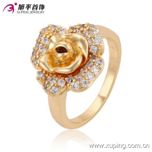 Anillo de dedo de la joyería de oro en forma de flor más nueva moda diamante para damas o niñas 13590